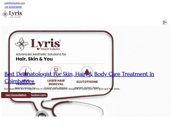 Lyris Clinical Aesthetics website screenshot